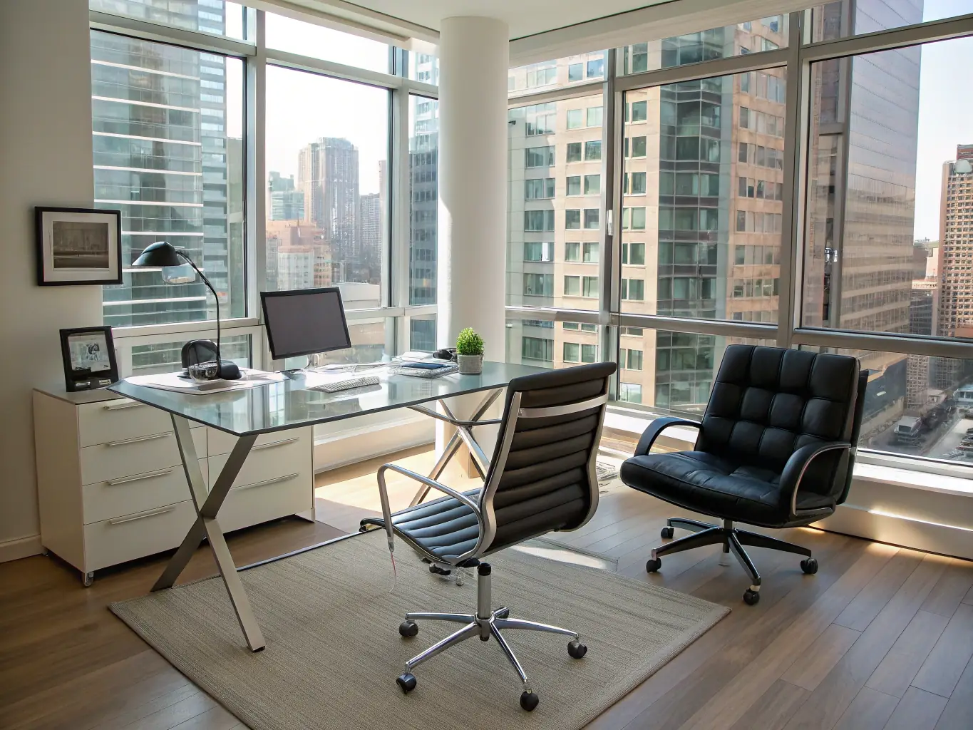 A bright and clean office space with employees working comfortably, showcasing the benefits of Alfa Service's office cleaning.