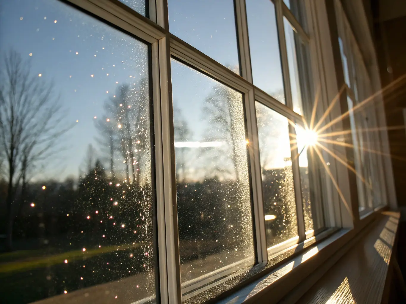 A close-up of a window cleaned to perfection, demonstrating Alfa Service's commitment to quality window cleaning.